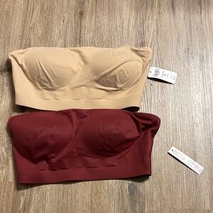 Met set of 2 Soma Strapless Bandeau Tops - Tan and Red size medium